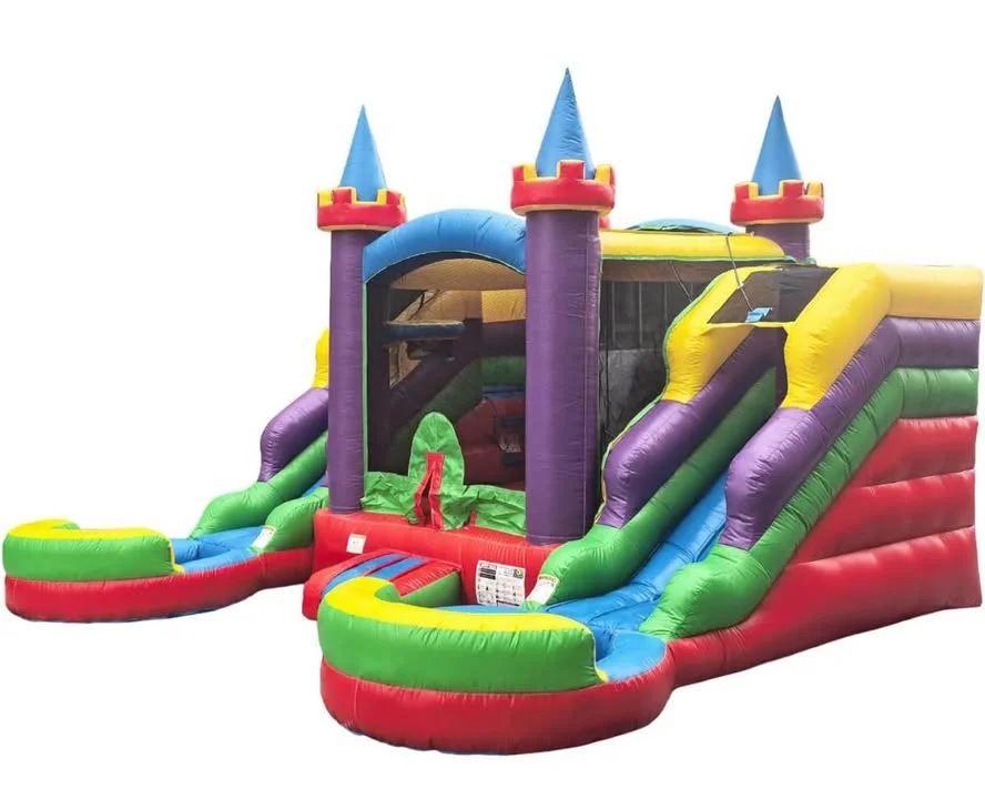 Rainbow castle bounce house