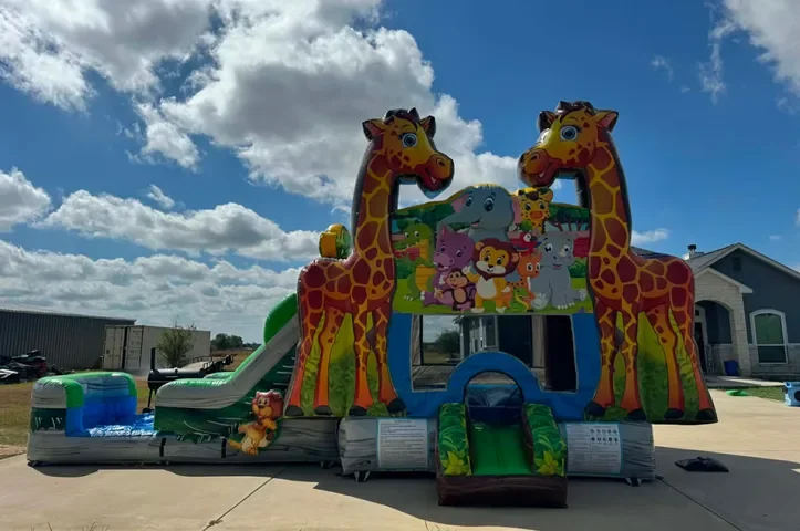 Jungle inflatable party setup