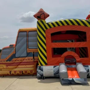 Construction Bounce House & Double Waterslide