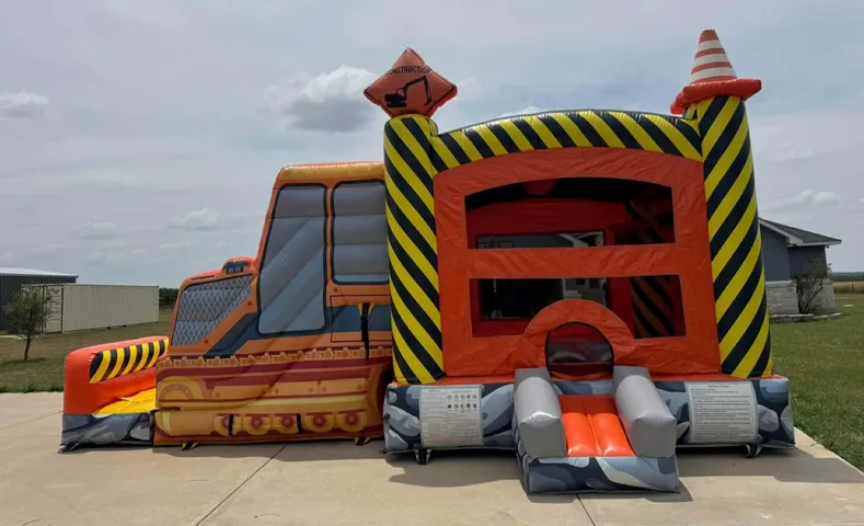 Construction Bounce House & Double Waterslide