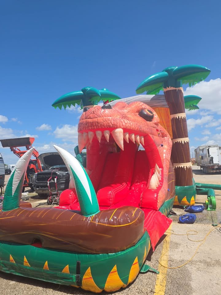 Dinosaur Bounce House & Double Waterslide